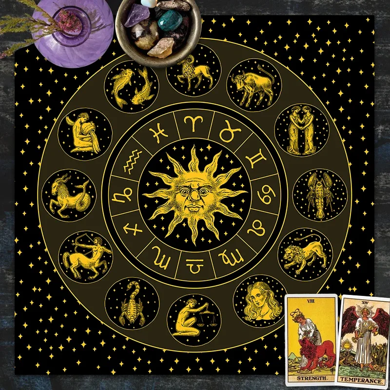 Zodiac Party Games - Mata do tarota Złote Słońce Zodiak