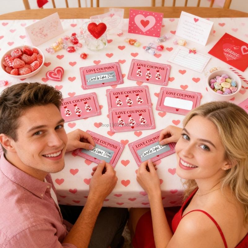 Party Games Using Cards - Karty odkrywania uczuć Różowa zdrapka walentynkowa
